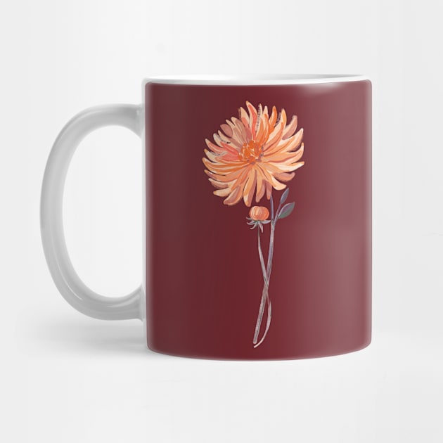 Coral Dahlia Sprig Bud by Rebelform